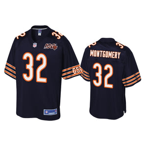 Chicago Bears #32 David Montgomery Navy 100th Jersey