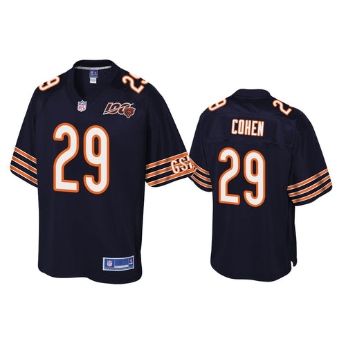 Chicago Bears #29 Tarik Cohen Navy 100th Jersey