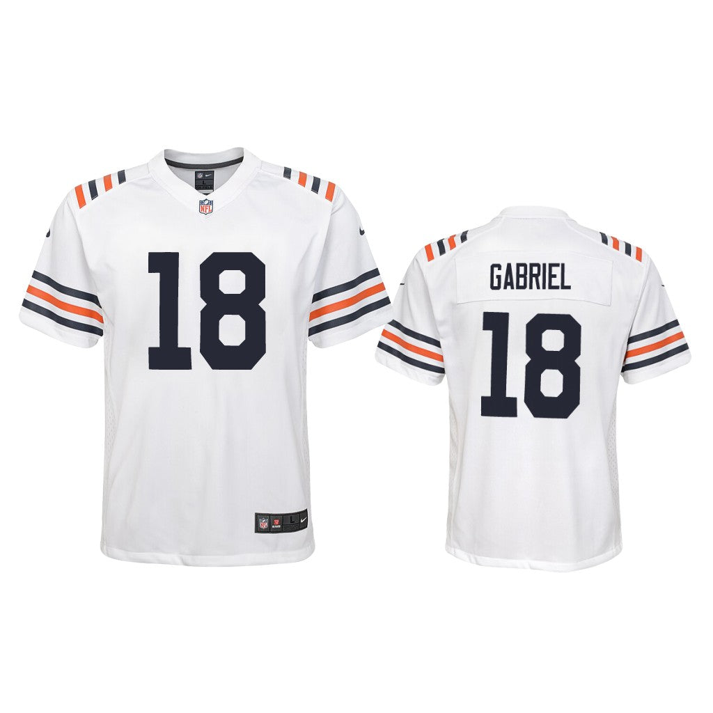 Chicago Bears #18 Taylor Gabriel White 100th Jersey