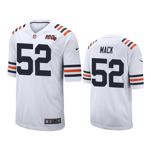 Chicago Bears #52 Khalil Mack White 100th Jersey