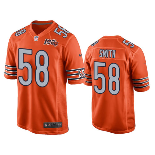 Chicago Bears #58 Roquan Smith Orange 100th Jersey