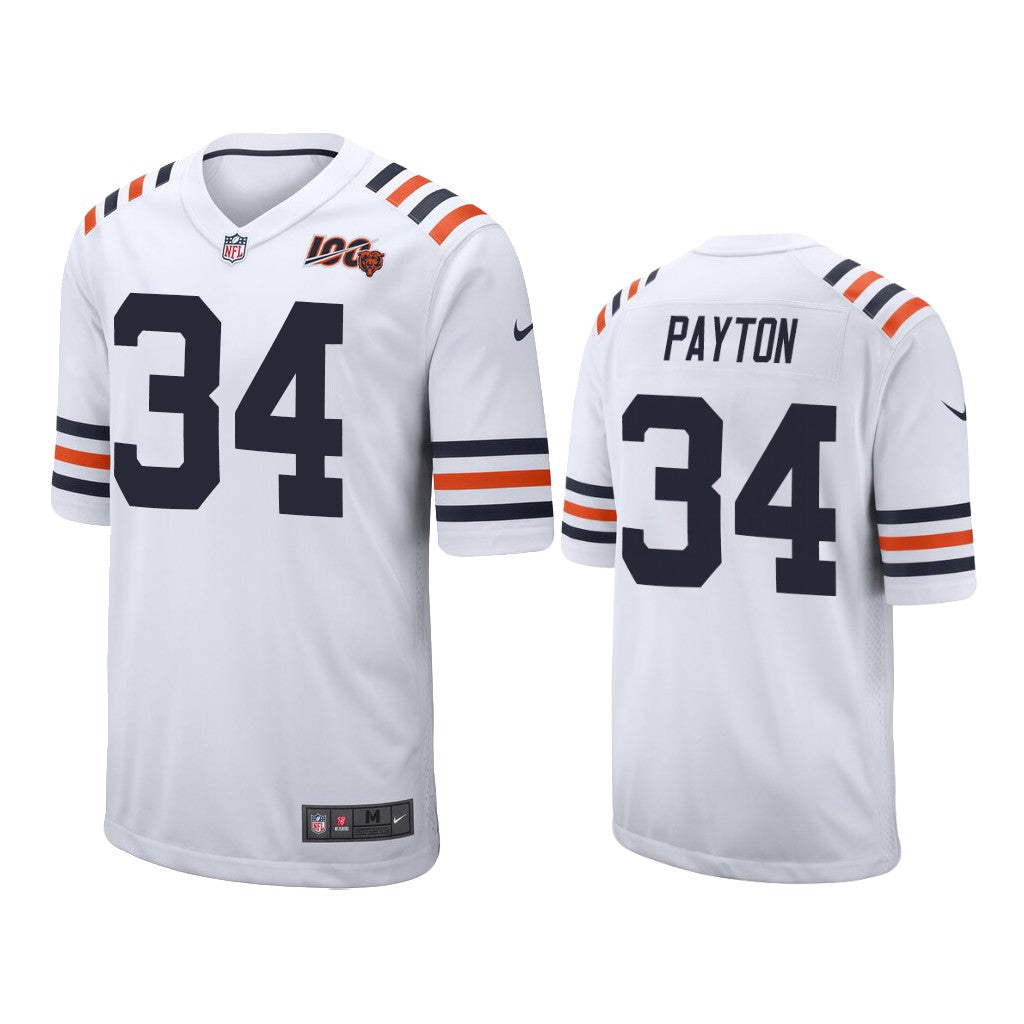 Chicago Bears #34 Walter Payton White 100th Jersey