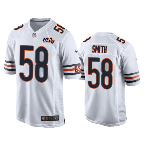 Chicago Bears #58 Roquan Smith White 100th Jersey