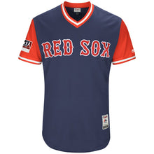 Load image into Gallery viewer, Men's Boston Red Sox Chris Sale "The Conductor" Majestic Navy/Red 2018 Players' Weekend Authentic Jersey