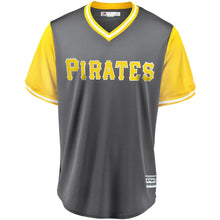 Load image into Gallery viewer, Men's Pittsburgh Pirates Francisco Cervelli "Cisco" Majestic Gray/Yellow 2018 Players' Weekend Cool Base Jersey