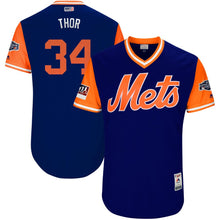 Load image into Gallery viewer, Men's New York Mets Noah Syndergaard "Thor" Majestic Royal/Orange 2018 MLB Little League Classic Authentic Jersey