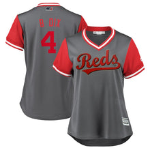 Load image into Gallery viewer, Women's Cincinnati Reds Brandon Dixon "B Dix" Majestic Gray/Red 2018 Players' Weekend Cool Base Jersey