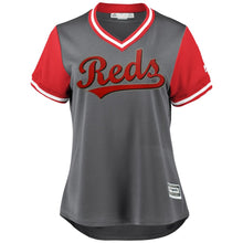 Load image into Gallery viewer, Women's Cincinnati Reds Brandon Dixon "B Dix" Majestic Gray/Red 2018 Players' Weekend Cool Base Jersey