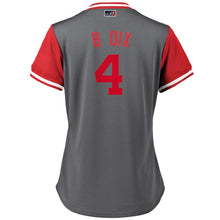 Load image into Gallery viewer, Women's Cincinnati Reds Brandon Dixon "B Dix" Majestic Gray/Red 2018 Players' Weekend Cool Base Jersey