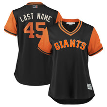 Load image into Gallery viewer, Women's San Francisco Giants Derek Holland "Last Name" Majestic Black/Orange 2018 Players' Weekend Cool Base Jersey
