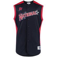 Load image into Gallery viewer, Men's National League Sandy Alcantara Majestic Navy/Red 2019 MLB All-Star Game Workout Player Jersey