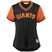 Load image into Gallery viewer, Women's San Francisco Giants Derek Holland "Last Name" Majestic Black/Orange 2018 Players' Weekend Cool Base Jersey