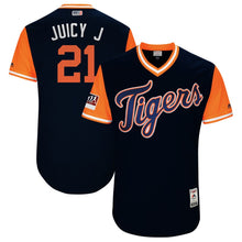 Load image into Gallery viewer, Men's Detroit Tigers Jacoby Jones "Juicy J" Majestic Navy/Orange 2018 Players' Weekend Authentic Jersey