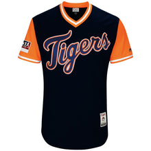 Load image into Gallery viewer, Men's Detroit Tigers Jacoby Jones "Juicy J" Majestic Navy/Orange 2018 Players' Weekend Authentic Jersey