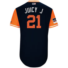 Load image into Gallery viewer, Men's Detroit Tigers Jacoby Jones "Juicy J" Majestic Navy/Orange 2018 Players' Weekend Authentic Jersey