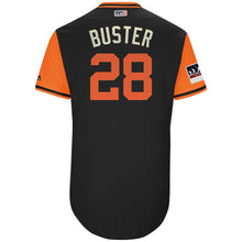 Load image into Gallery viewer, Men's San Francisco Giants Buster Posey "Buster" Majestic Black/Orange 2018 Players' Weekend Authentic Jersey