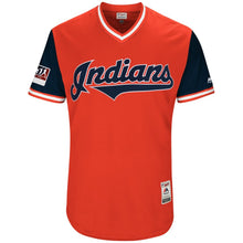 Load image into Gallery viewer, Men's Cleveland Indians Francisco Lindor "Mr. Smile" Majestic Red/Navy 2018 Players' Weekend Authentic Jersey