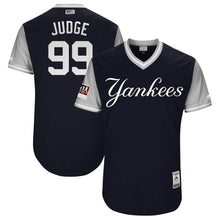 Load image into Gallery viewer, Men's New York Yankees Aaron Judge "Judge" Majestic Navy/Gray 2018 Players' Weekend Authentic Jersey