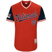 Load image into Gallery viewer, Men's Washington Nationals Trea Turner "Triple Trea" Majestic Red/Navy 2018 Players' Weekend Authentic Jersey