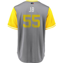 Load image into Gallery viewer, Men's Pittsburgh Pirates Josh Bell "JB" Majestic Gray/Yellow 2018 Players' Weekend Cool Base Jersey