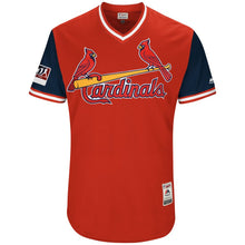 Load image into Gallery viewer, Men's St. Louis Cardinals Carlos Martinez "Tsunami" Majestic Red/Navy 2018 Players' Weekend Authentic Jersey