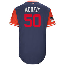 Load image into Gallery viewer, Men's Boston Red Sox Mookie Betts "Mookie" Majestic Navy/Red 2018 Players' Weekend Authentic Jersey