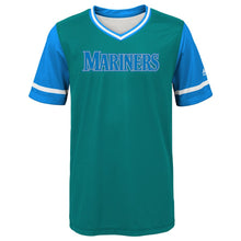 Load image into Gallery viewer, Youth Seattle Mariners Kyle Seager "Seager" Majestic Aqua/Light Blue 2018 Players' Weekend Jersey