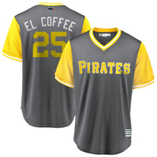 Load image into Gallery viewer, Men's Pittsburgh Pirates Gregory Polanco "El Coffee" Majestic Gray/Yellow 2018 Players' Weekend Cool Base Jersey