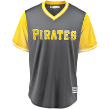 Load image into Gallery viewer, Men's Pittsburgh Pirates Gregory Polanco "El Coffee" Majestic Gray/Yellow 2018 Players' Weekend Cool Base Jersey