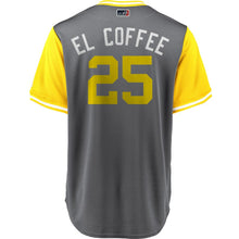 Load image into Gallery viewer, Men's Pittsburgh Pirates Gregory Polanco "El Coffee" Majestic Gray/Yellow 2018 Players' Weekend Cool Base Jersey