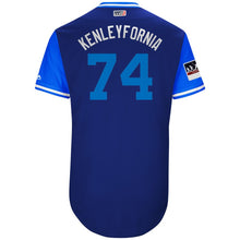 Load image into Gallery viewer, Men's Los Angeles Dodgers Kenley Jansen "Kenleyfornia" Majestic Royal/Light Blue 2018 Players' Weekend Authentic Jersey