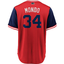 Load image into Gallery viewer, Men's Washington Nationals Bryce Harper "Mondo" Majestic Red/Navy 2018 Players' Weekend Cool Base Jersey