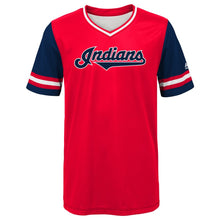 Load image into Gallery viewer, Youth Cleveland Indians Andrew Miller "Miller Time" Majestic Red/Navy 2018 Players' Weekend Jersey