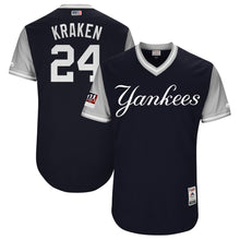 Load image into Gallery viewer, Men's New York Yankees Gary Sanchez "Kraken" Majestic Navy/Gray 2018 Players' Weekend Authentic Jersey
