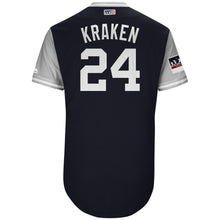 Load image into Gallery viewer, Men's New York Yankees Gary Sanchez "Kraken" Majestic Navy/Gray 2018 Players' Weekend Authentic Jersey