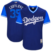Load image into Gallery viewer, Men's Los Angeles Dodgers Cody Bellinger "Codylove" Majestic Royal/Light Blue 2017 Little League World Series Authentic Players Weekend Classic Jersey