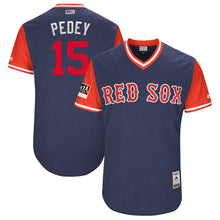 Load image into Gallery viewer, Men's Boston Red Sox Dustin Pedroia "Pedey" Majestic Navy/Red 2018 Players' Weekend Authentic Jersey