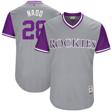 Load image into Gallery viewer, Men's Colorado Rockies Nolan Arenado "Nado" Majestic Gray 2017 Players Weekend Authentic Jersey