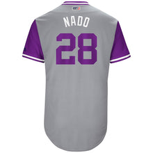 Load image into Gallery viewer, Men's Colorado Rockies Nolan Arenado "Nado" Majestic Gray 2017 Players Weekend Authentic Jersey
