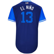 Load image into Gallery viewer, Men's Kansas City Royals Salvador Perez "El NiNo" Majestic Royal/Light Blue 2018 Players' Weekend Authentic Jersey