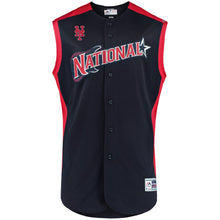 Load image into Gallery viewer, Men's Jeff McNeil National League Majestic Navy/Red 2019 MLB All-Star Game Workout Player Jersey