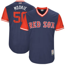 Load image into Gallery viewer, Men's Boston Red Sox Mookie Betts "Mookie" Majestic Navy/Red 2017 Little League World Series Authentic Players Weekend Classic Jersey