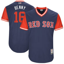 Load image into Gallery viewer, Men's Boston Red Sox Andrew Benintendi "Benny" Majestic Navy/Red 2017 Little League World Series Authentic Players Weekend Classic Jersey