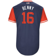 Load image into Gallery viewer, Men's Boston Red Sox Andrew Benintendi "Benny" Majestic Navy/Red 2017 Little League World Series Authentic Players Weekend Classic Jersey