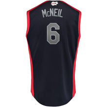 Load image into Gallery viewer, Men's Jeff McNeil National League Majestic Navy/Red 2019 MLB All-Star Game Workout Player Jersey