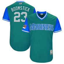 Load image into Gallery viewer, Men's Seattle Mariners Nelson Cruz "Boomstick" Majestic Aqua/Light Blue 2018 Players' Weekend Authentic Jersey
