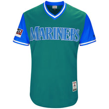 Load image into Gallery viewer, Men's Seattle Mariners Nelson Cruz "Boomstick" Majestic Aqua/Light Blue 2018 Players' Weekend Authentic Jersey
