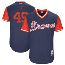 Load image into Gallery viewer, Men's Atlanta Braves Julio Teheran "JT" Majestic Navy 2017 Players Weekend Authentic Jersey