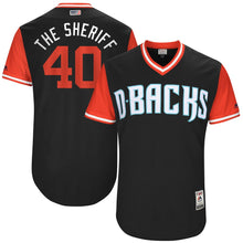 Load image into Gallery viewer, Men's Arizona Diamondbacks Andrew Chafin "The Sheriff" Majestic Black 2017 Players Weekend Authentic Jersey