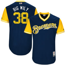 Load image into Gallery viewer, Men's Milwaukee Brewers Wily Peralta "Big Wily" Majestic Navy 2017 Players Weekend Authentic Jersey
